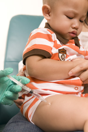 little boy receiving vaccination