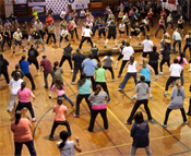 people working out in a gym